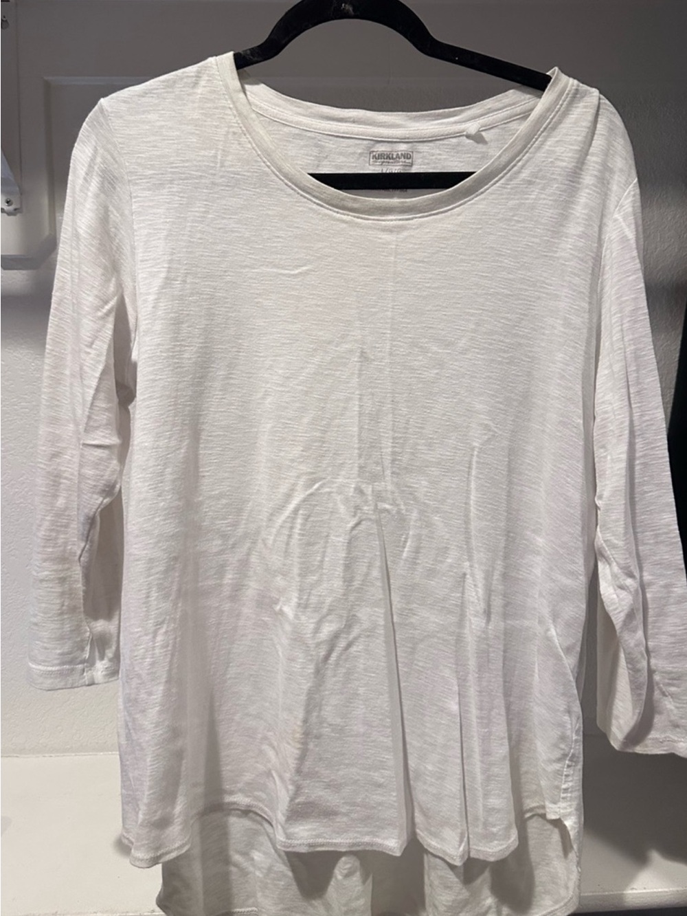 Kirkland Signature Scoop Neck White Long-Sleeve Shirt